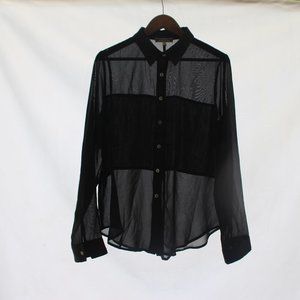 Blue Blush Sheer Button Down Shirt